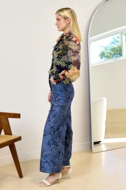 Jacquard Wide Leg Jean