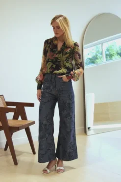 Jacquard Wide Leg Jean