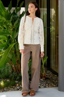 Lainey Embroidery L/SLV Button Down Top