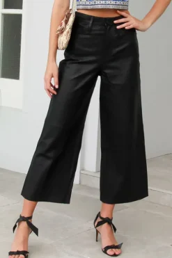 Leather High Rise Wide Crop