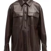 Oversized Leather Shirt Jacket