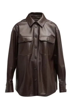 Oversized Leather Shirt Jacket