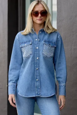 Oversized Pearl Studded Shirt