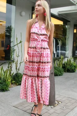 Phlox Print Halter Neck Dress - FINAL SALE