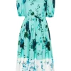 Puff Sleeve Floral Midi Dress