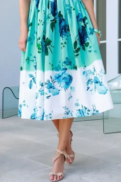 Puff Sleeve Floral Midi Dress