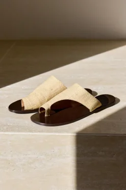 Rosa Raffia Cutout Slides