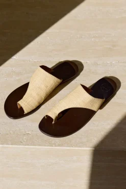 Rosa Raffia Cutout Slides