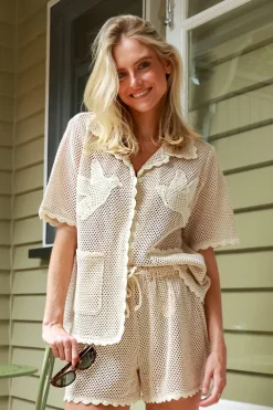 Sally Crochet S/SLV Shirt