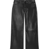 Slim Palazzo Crop Leather Trouser