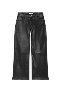 Slim Palazzo Crop Leather Trouser
