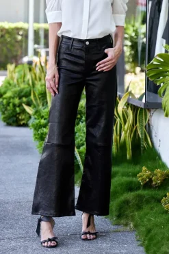 Slim Palazzo Crop Leather Trouser