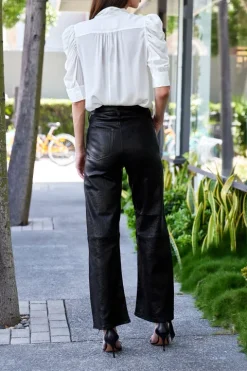 Slim Palazzo Crop Leather Trouser