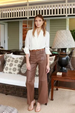 Slim Palazzo Leather Pant