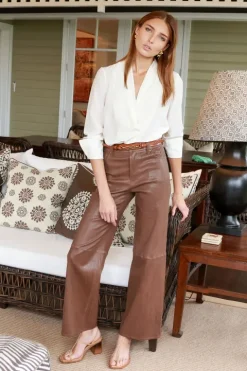 Slim Palazzo Leather Pant