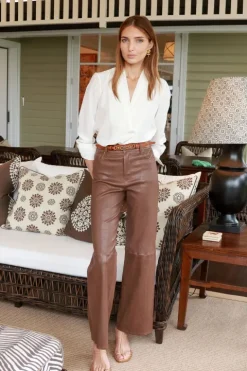 Slim Palazzo Leather Pant