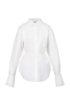 Slit Back Waist Tie Shirt