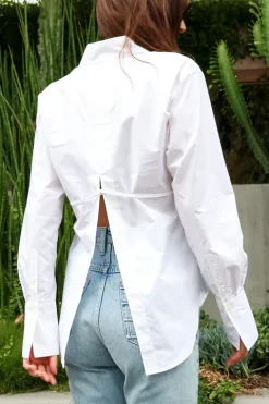Slit Back Waist Tie Shirt