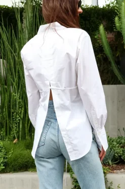 Slit Back Waist Tie Shirt