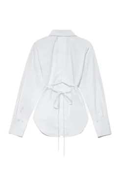 Slit Back Waist Tie Shirt