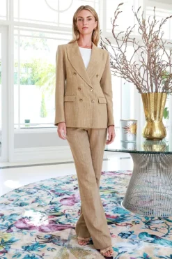 Slub Fabric Double Breasted Jacket