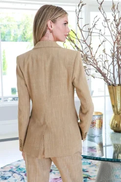 Slub Fabric Double Breasted Jacket
