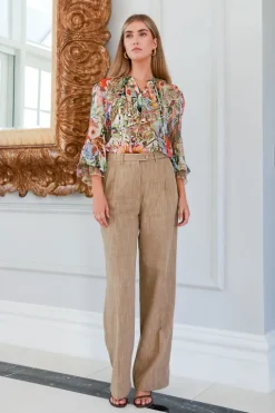 Slub Fabric Pleat Trouser
