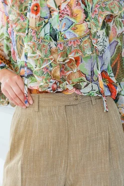 Slub Fabric Pleat Trouser