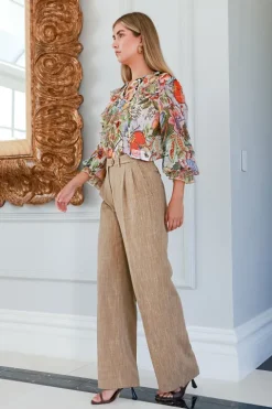 Slub Fabric Pleat Trouser