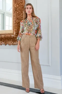 Slub Fabric Pleat Trouser