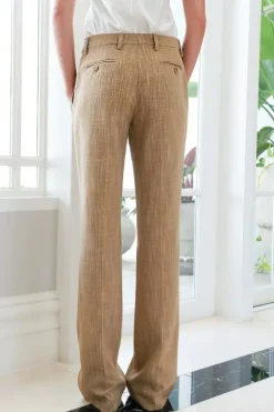 Slub Fabric Straight Leg Trouser