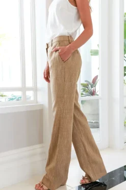 Slub Fabric Straight Leg Trouser