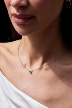Small Emerald Solitaire Necklace