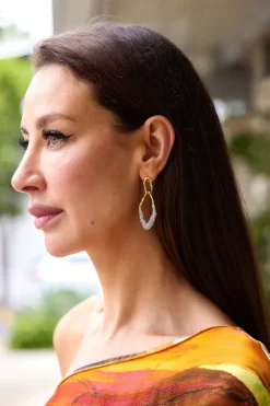 Solanales Pebble Double Link Earring