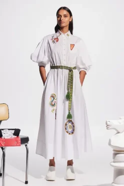 Strike Embroidered Midi Dress