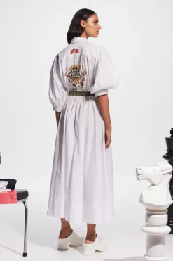 Strike Embroidered Midi Dress