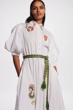 Strike Embroidered Midi Dress