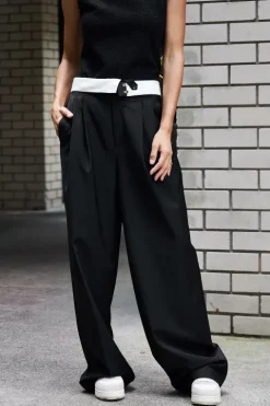 Tropical Wool Fold Over Pant