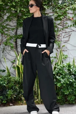 Tropical Wool Fold Over Pant