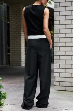 Tropical Wool Fold Over Pant