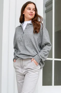 Washable Cashmere Easy Polo Sweater
