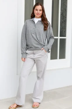 Washable Cashmere Easy Polo Sweater