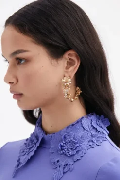 Whimsical Floral Hoop Earring